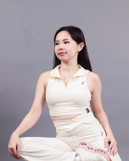 Ascent Cropped Compression Vest - Ivory